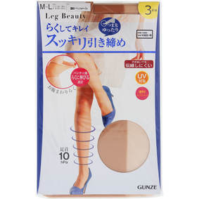 Leg Beauty らくしてキレイ スッキリ引き締め M~L 389 ナチュラルベージュ 3足