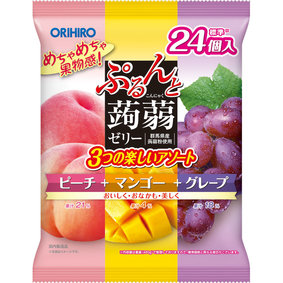 ぷるんと蒟蒻ゼリー ピーチ+マンゴー+グレープ 480g(20g×24個)
