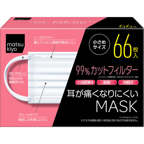 ｍａｔｓｕｋｉｙｏ 耳が痛くなりにくいマスク 小さめサイズ 66枚 33枚 2パック の商品情報 ココカラクラブ ドラッグストアのココカラファイン