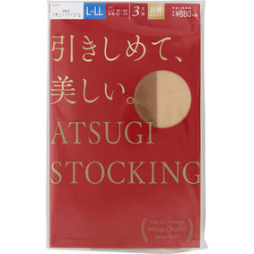 ATSUGI STOCKING 引きしめて、美しい。 L~LL 357 スキニーベージュ 3足