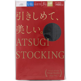 ATSUGI STOCKING 引きしめて、美しい。 L~LL 480 ブラック 3足