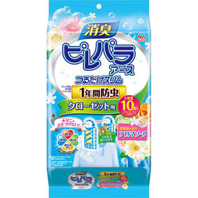 消臭ピレパラアース つるだけスリム 1年間防虫 クローゼット用 柔軟剤の香りアロマソープ 10個