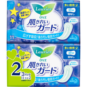 ロリエ 肌きれいガード 多い夜用 羽なし 22個(11個×2個)