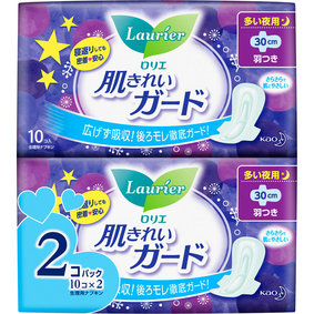 ロリエ 肌きれいガード 多い夜用 羽つき 20個(10個×2個)