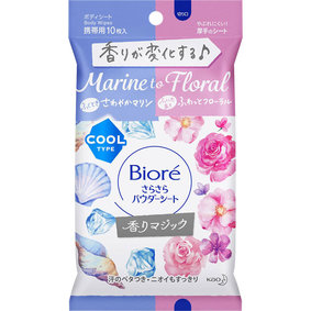 ビオレ さらさらパウダーシート マリンtoフローラルの香り 携帯用 10枚(45mL)