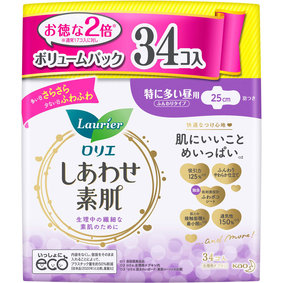 ロリエ しあわせ素肌 特に多い昼用25cm 羽つき ボリュームパック 34個