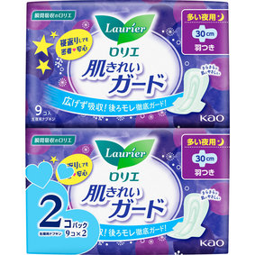 ロリエ 肌きれいガード 多い夜用 羽つき 9個×2個