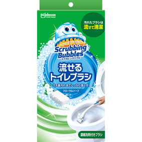 スクラビングバブル 流せるトイレブラシ 本体 フローラルソープ 1セット