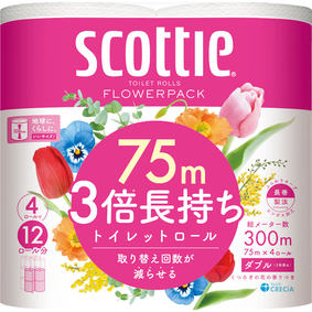 スコッティ フラワーパック 3倍長持ち(ダブル) 75m×4ロール
