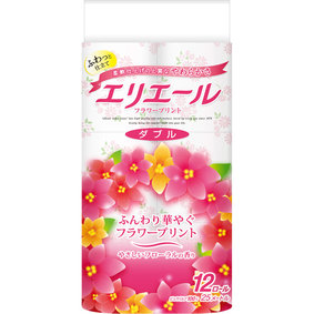 エリエール トイレットティシュー フラワープリント(ダブル) 25m×12ロール