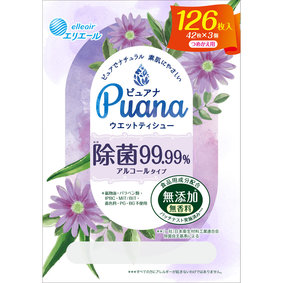 Puana(ピュアナ)ウエットティシュー除菌99.99% アルコールタイプ つめかえ用 42枚×3個