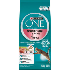 ピュリナ ワン キャット 室内飼い猫用 インドアキャット 1歳以上 サーモン 800g(400g×2袋)