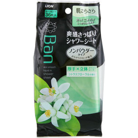 Ban 爽感さっぱりシャワーシート ノンパウダータイプ シトラスフローラルの香り 36枚(134mL)