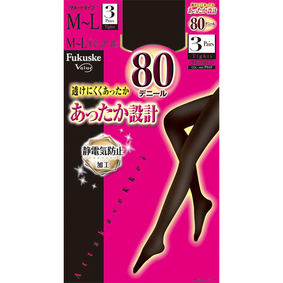 あったか設計80Dタイツ ML 822 ブラック 3足