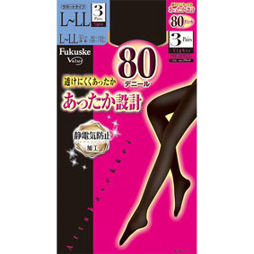 あったか設計80Dタイツ LL 822 ブラック 3足