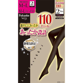 あったか設計110Dタイツ ML 822 ブラック 2足