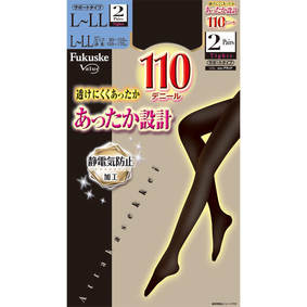 あったか設計110Dタイツ LL 822 ブラック 2足