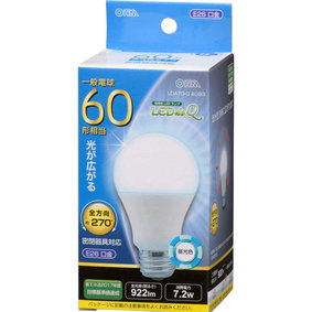 OHM LED電球全方向60W形 昼光色 1個