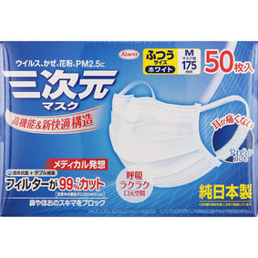 三次元マスク ふつうMサイズ ホワイト 50枚