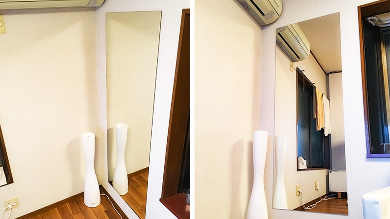 賃貸アパートの全身鏡の姿見に厚みの薄い ガラスミラー を設置された事例 東京都渋谷区 S様 ガラス 鏡の総合デパート Ookabe Glass