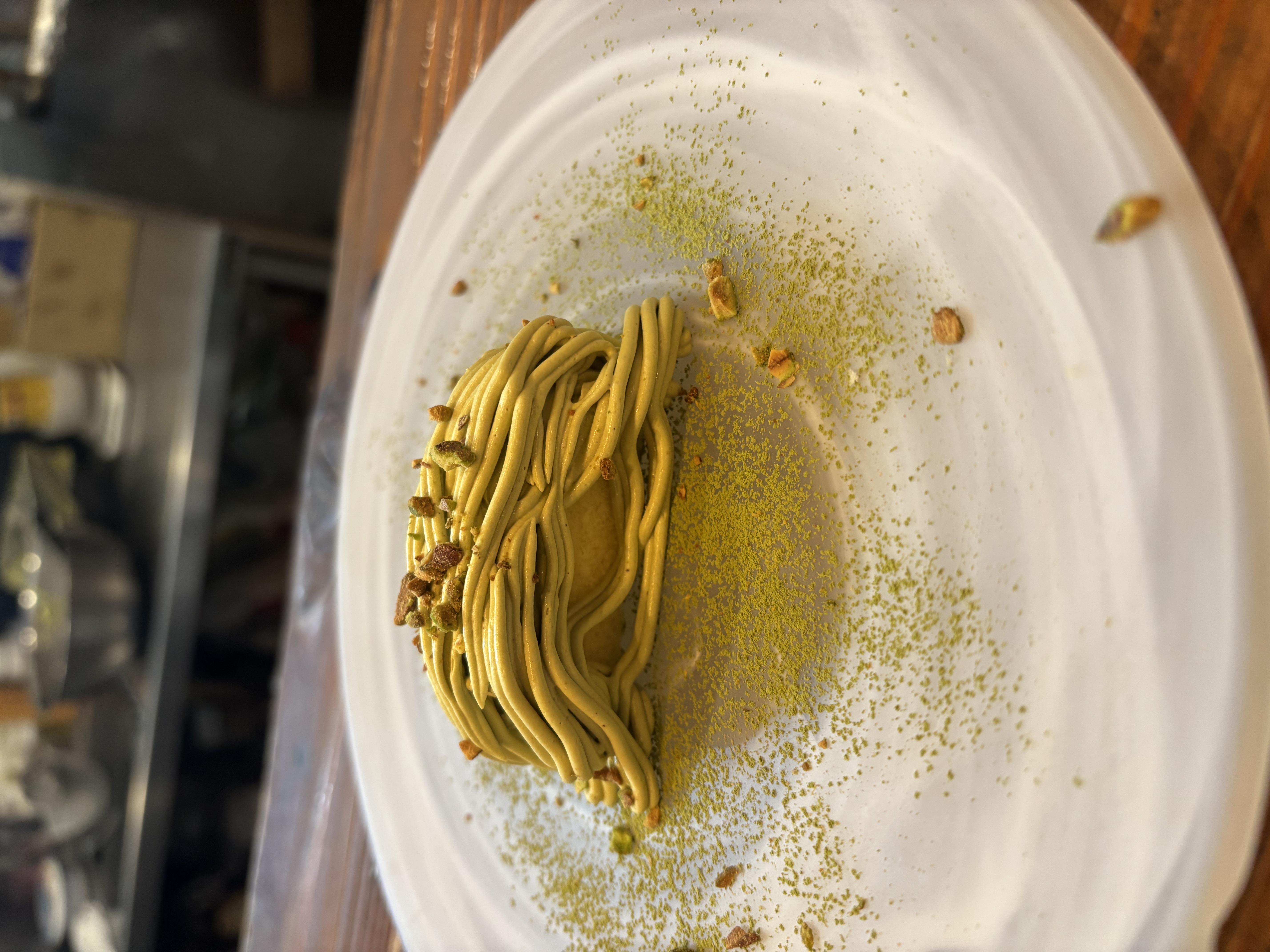 イタリア産　ピスタチオのモンブラン　白インゲン豆を使った自家製餡子