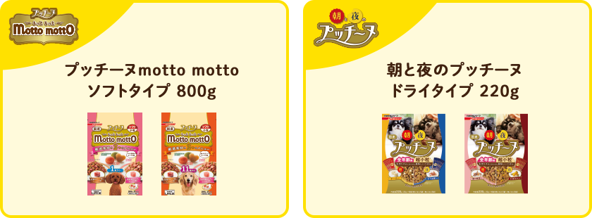 プッチーヌmotto mottoソフトタイプ 800g 朝と夜のプッチーヌドライタイプ 220g