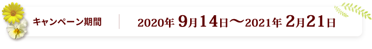 キャンペーン期間:2020年9月14日(月)~2021年2月21日(日)