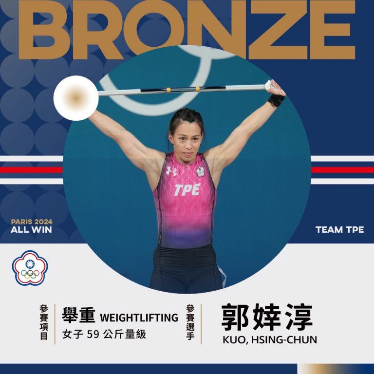 恭喜郭婞淳獲得2024巴黎奧運舉重-女子59公斤級銅牌
