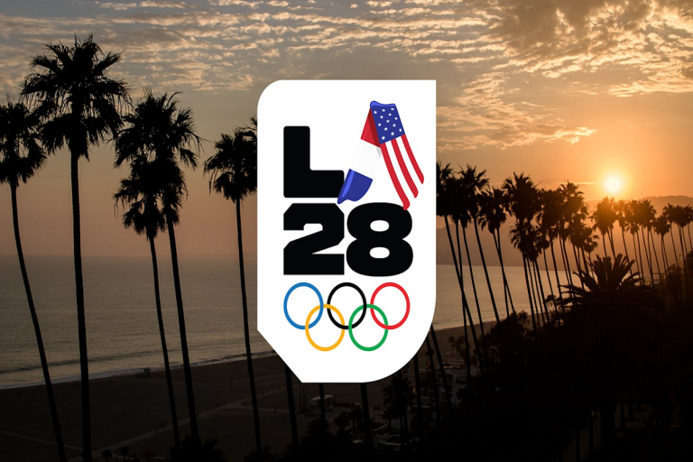 2028 洛杉磯奧運籌備會（ LA 28 ）公布奧運交接設計標誌