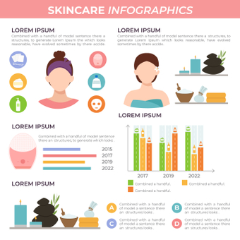 Infographics chăm sóc da, mục lục, thuyết trình, đồ thị, ZIP