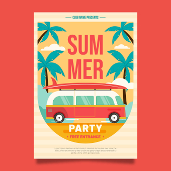 Summer party poster, summer, club, live, ZIP