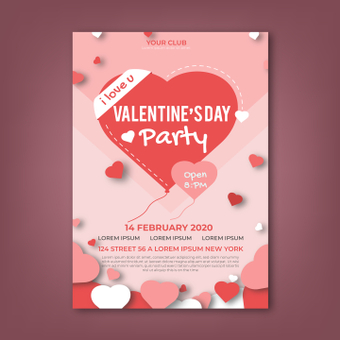 Poster Valentine, klub, acara, vertikal, ZIP