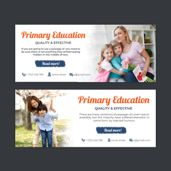 Primary education banner, template, business, flyer, ZIP