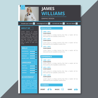 Color resume, vertical, black, simple, ZIP