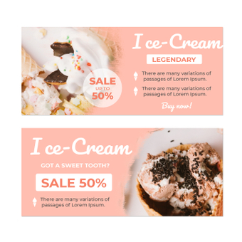 Ice cream banner, cute, pink, template, ZIP