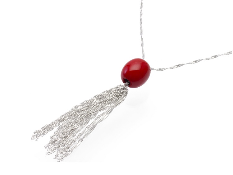 ファッションに こなれ感 を 坂本これくしょん タッセルチェーンペンダント 森の実 朱色 ファッションに こなれ感 を 坂本これくしょん タッセルチェーンペンダント 森の実 朱色