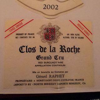 Dom. Gérard Raphet Clos de la Roche Grand Cru Cuvee Unique Vieilles Vignes