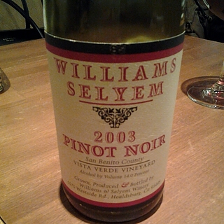 Williams Selyem Pinot Noir Vista Verde Vineyard(ウイリアムズ・セリエム ピノ・ノワール ヴィスタ・ヴェルデ・ヴィンヤード)