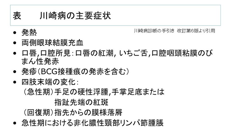 川崎病の主要症状