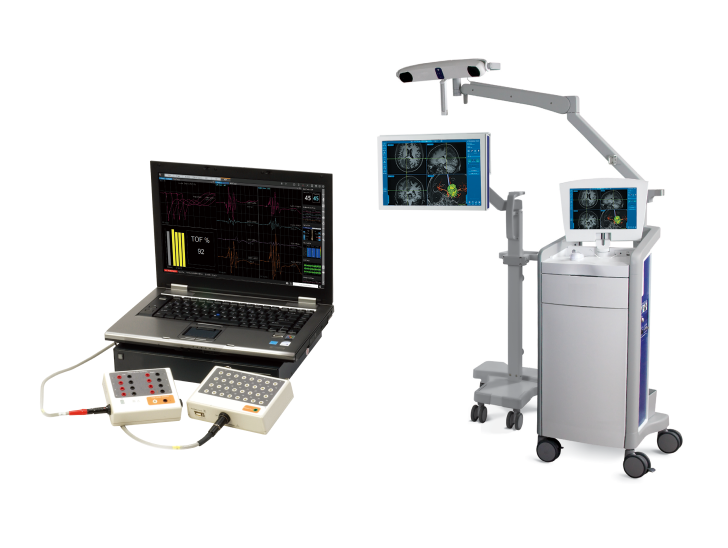 顔面神経刺激、モニター装置（左）、ナビゲーションシステム（右）　