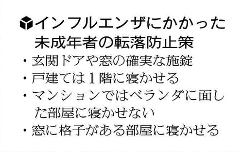 施錠を確実に・就寝は1階で…インフル薬転落対策、厚労省が通知へ : yomiDr. / ヨミドクター(読売新聞)