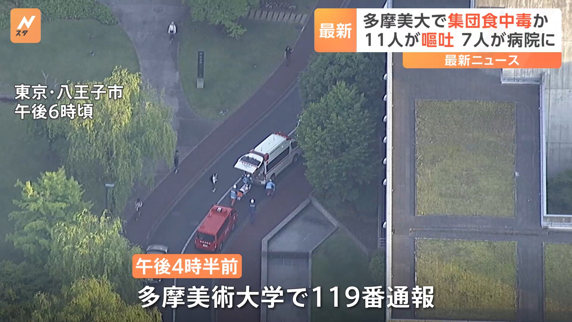 【速報】八王子市の多摩美術大学で“集団食中毒”か　学生ら11人が嘔吐など訴え、少なくとも7人搬送（TBS NEWS DIG Powered by JNN） - Yahoo!ニュース