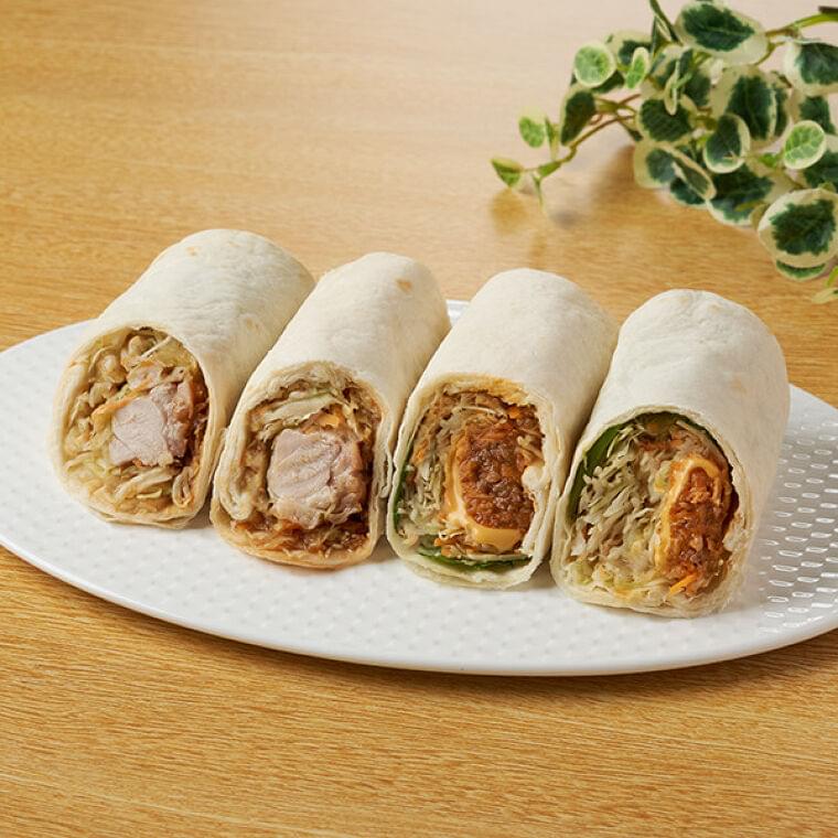 トルティーヤ テリヤキチキンとタコス風ミート