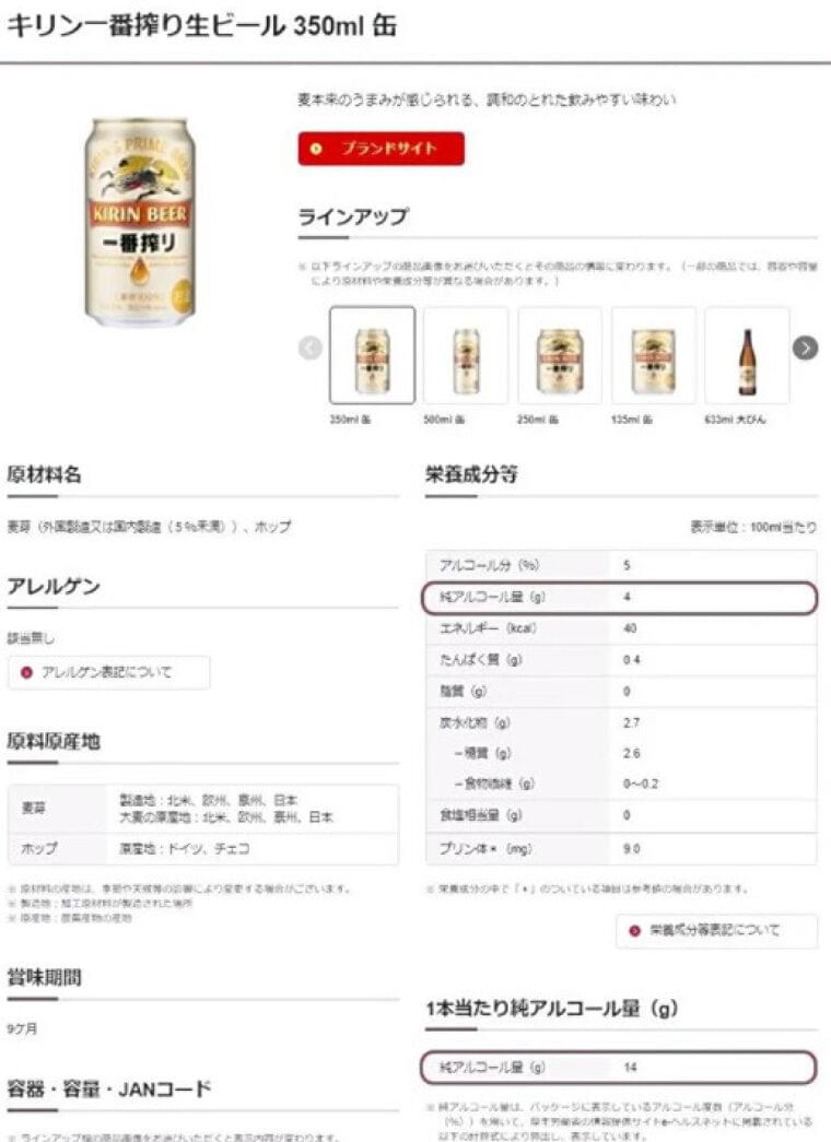キリンHD、アルコール分量を「グラム」表示…摂取量の把握が簡単に : 経済 : ニュース : 読売新聞オンライン