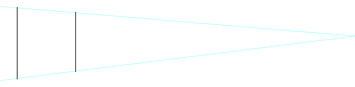 Alignements de poteaux et damiers en perspective conique