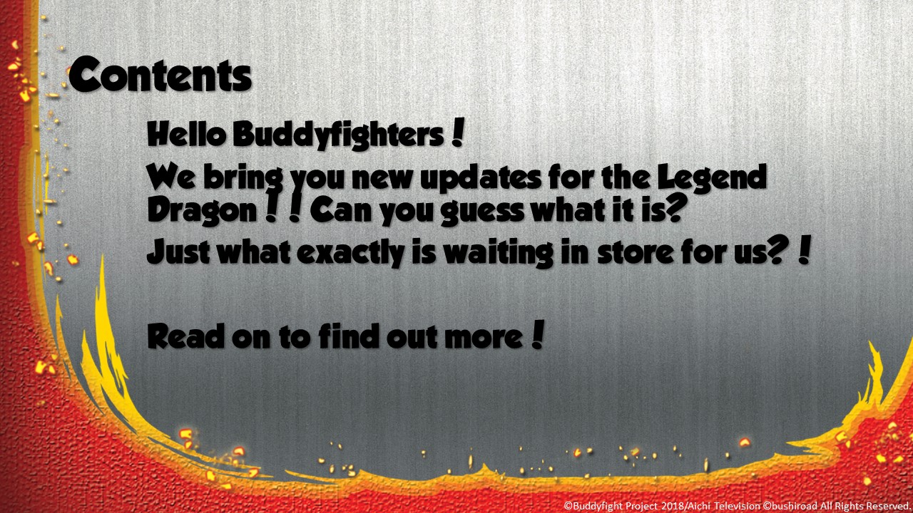 Buddyfight news Aug Issue Contents