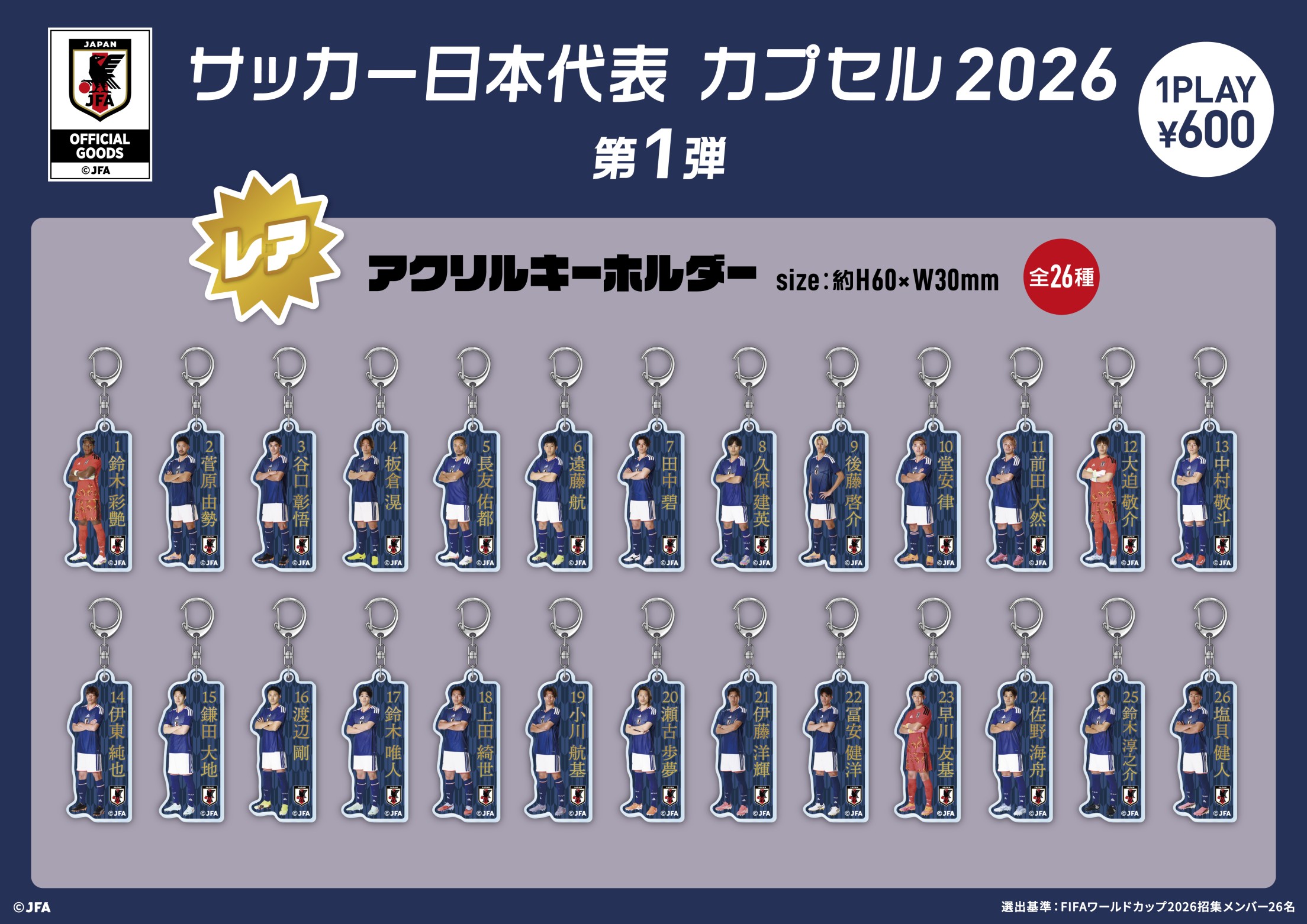 サッカー日本代表 カプセル2026 第1弾 | モバガチャ