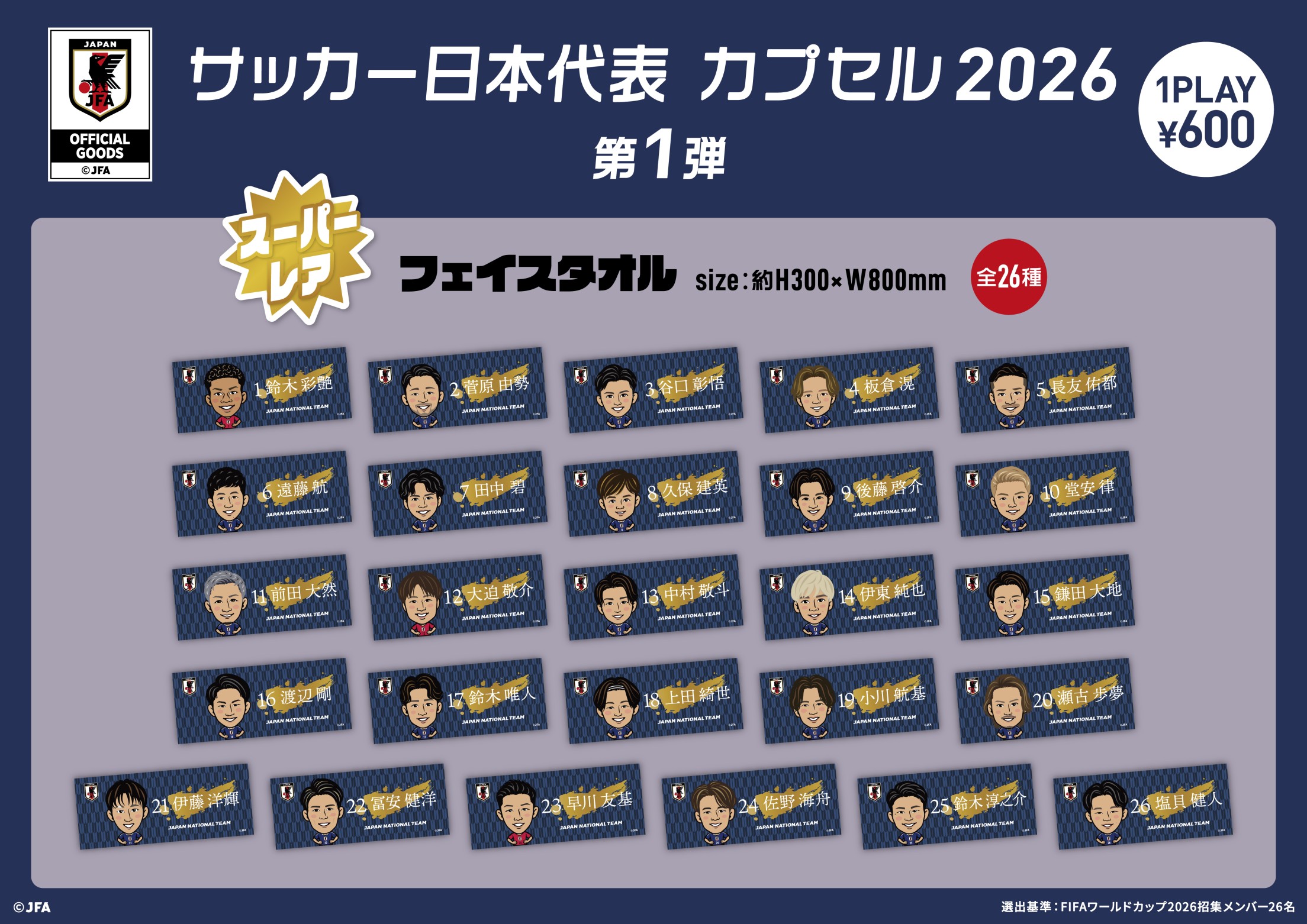サッカー日本代表 カプセル2026 第1弾 | モバガチャ