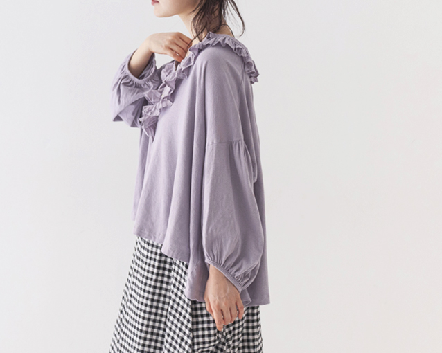 【NEW COLOR】切替えフリルカットソーブラウス