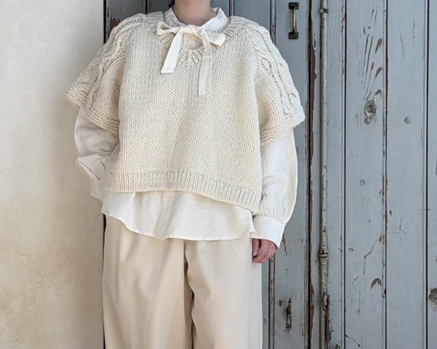**ボウタイブラウス＆ウォッシャブルウールイージーパンツ**